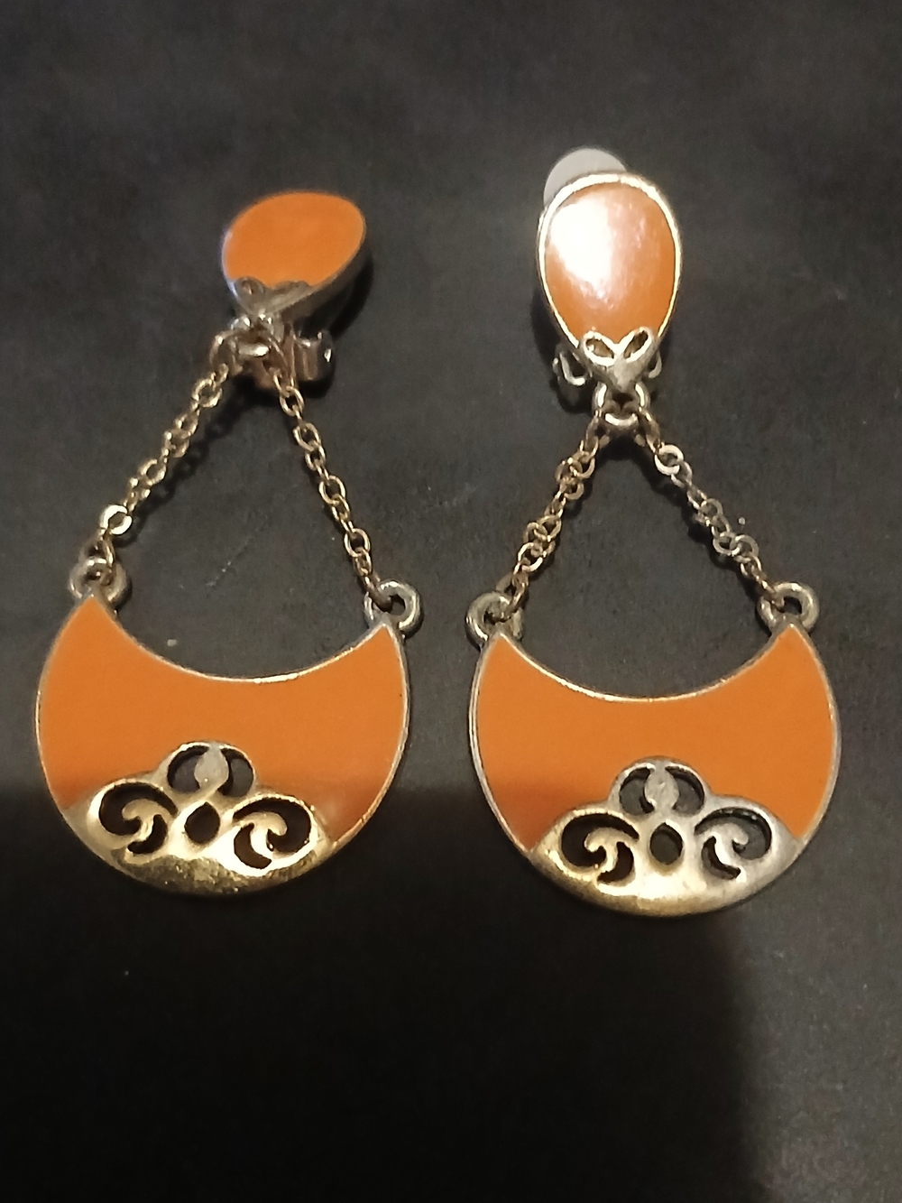 Orange Enamel Drop Earrings - Women Jewelry
